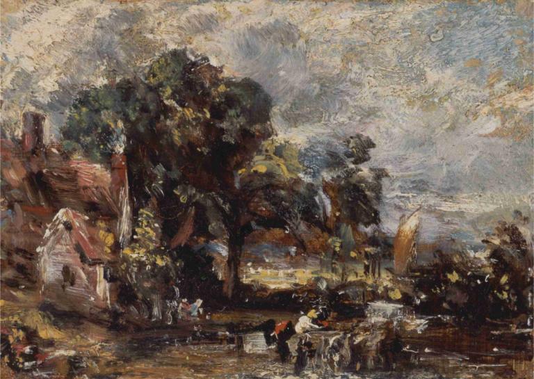 Sketch for 'The Haywain',Luonnos elokuvaan 'The Haywain',John Constable,Öljymaalaus,Öljymaalaus, puu