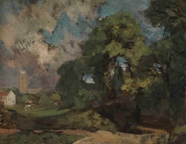 Stoke-by-Nayland,John Constable,Johann Wachtmeister,Ölgemälde,Ölgemälde, Baum, draußen, Landschaft