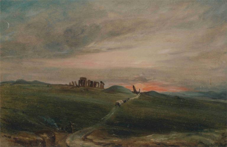 Stonehenge at Sunset,Stonehenge bei Sonnenuntergang,John Constable,Johann Wachtmeister,Ölgemälde,Ölgemälde