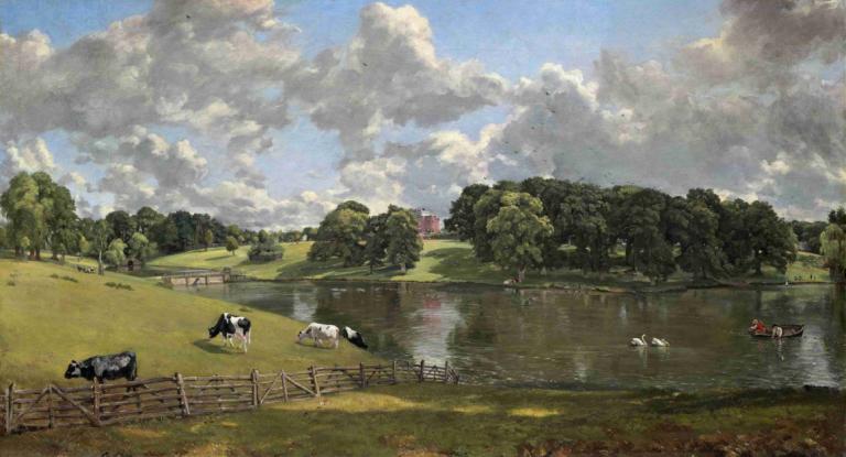 Wivenhoe Park,Essex,위븐호 파크, 에식스,John Constable,존 컨스터블,오일 페인팅,오일 페인팅, 경치, 구름, 옥외, 나무, 인간은 없어, 하늘, 낮, 물, 강, 잔디