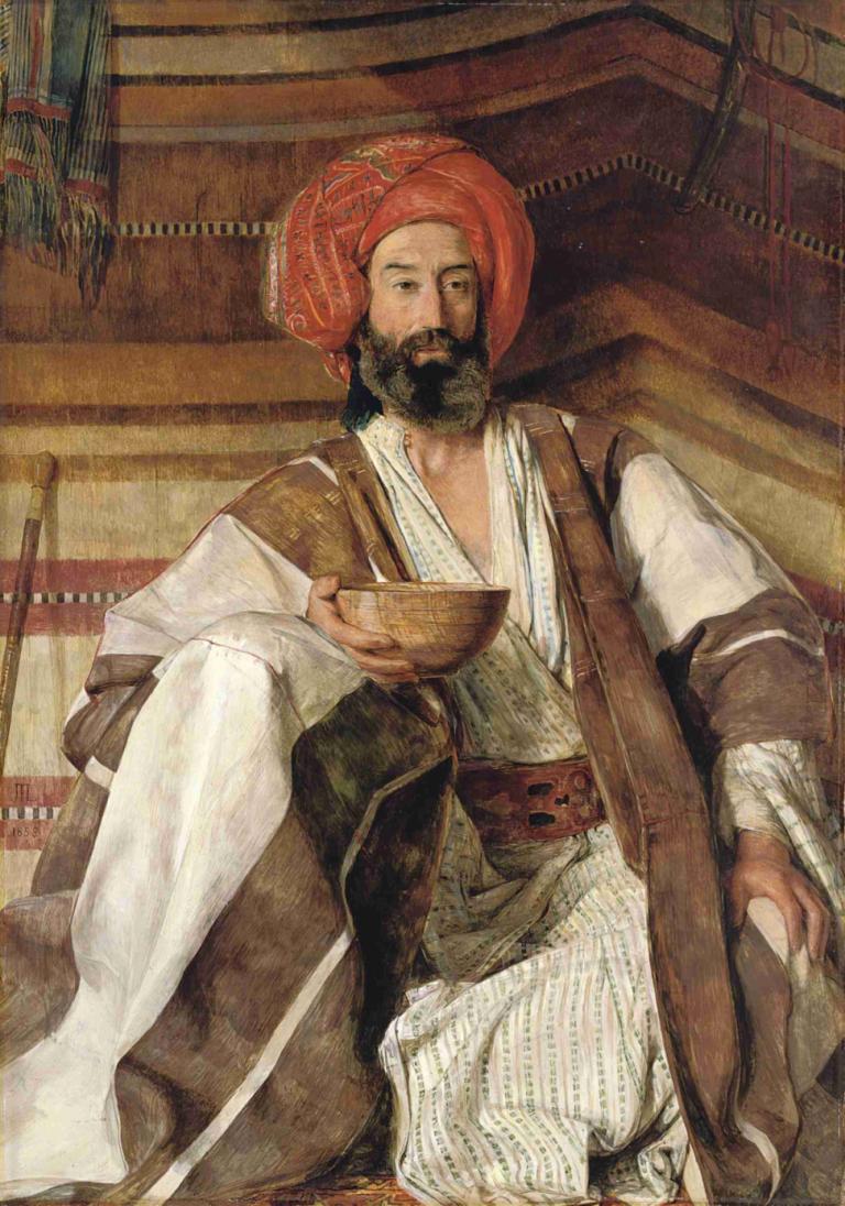 An Arab of the desert of Sinai,Seorang Arab dari gurun Sinai,John Frederick Lewis,Lukisan cat minyak