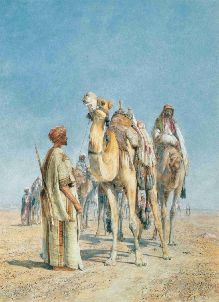 Halt In The Desert,John Frederick Lewis,Oil Painting,Oil Painting, desert, traditional media, multiple boys