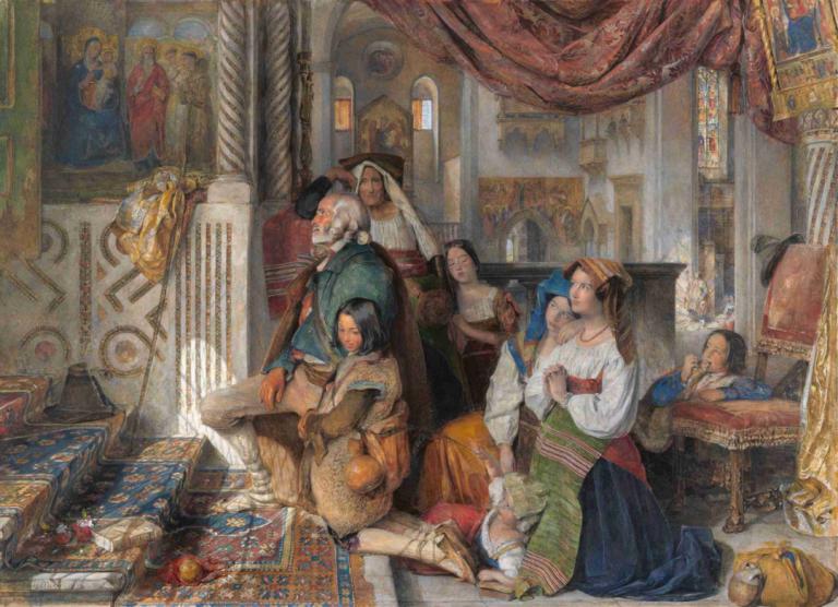 Roman Pilgrims,Pellegrini romani,John Frederick Lewis,Pittura ad olio,Pittura ad olio, più ragazzi