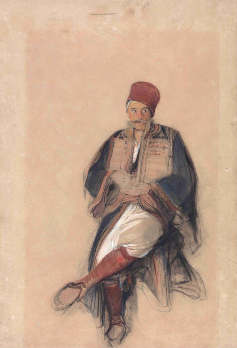 Seated Turk,Turco seduto,John Frederick Lewis,Pittura ad olio,Pittura ad olio, 1 ragazzo, focus maschile