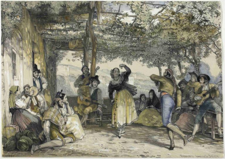 Spanish Peasants Dancing the Bolero,Contadini spagnoli che ballano il Bolero,John Frederick Lewis