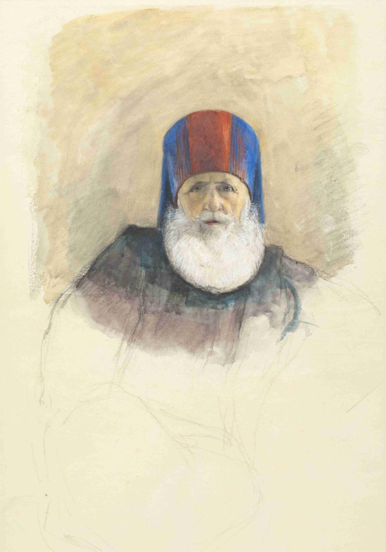 Study for Mehmet Ali Pasha,메흐메트 알리 파샤를 위한 공부,John Frederick Lewis,존 프레드릭 루이스,오일 페인팅,오일 페인팅, 1남, 독주, 남성 집중