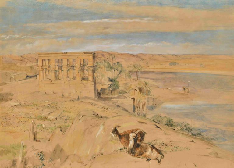 The Hypaethral Temple At Philae, Upper Egypt,John Frederick Lewis,Oil Painting,Oil Painting, no humans