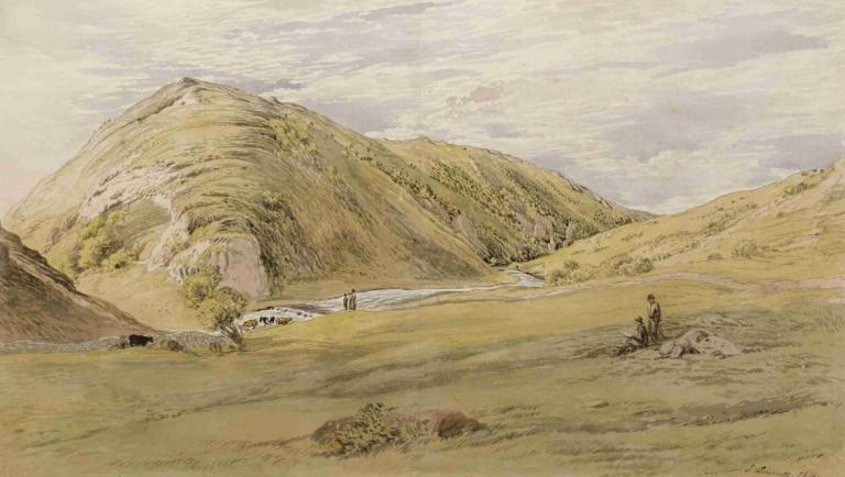 Entrance To Dovedale From Ashbourne, Derbyshire,从德比郡阿什本前往多韦代尔的入口,John Linnell,约翰-林内尔,油画,油画, 风景, 户外, 景观, 没有人类