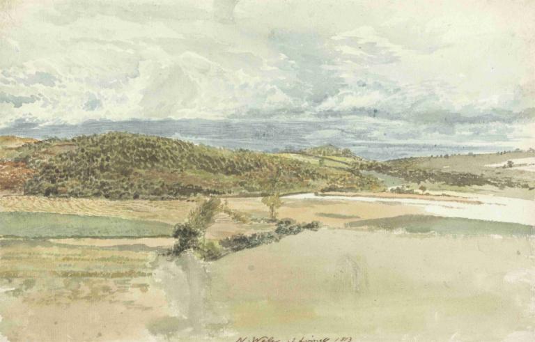 Landscape in North Wales,노스 웨일즈의 풍경,John Linnell,존 린넬,오일 페인팅,오일 페인팅, 인간은 없어, 경치, 옥외, 구름, 하늘, 전통 미디어, 흐린 하늘