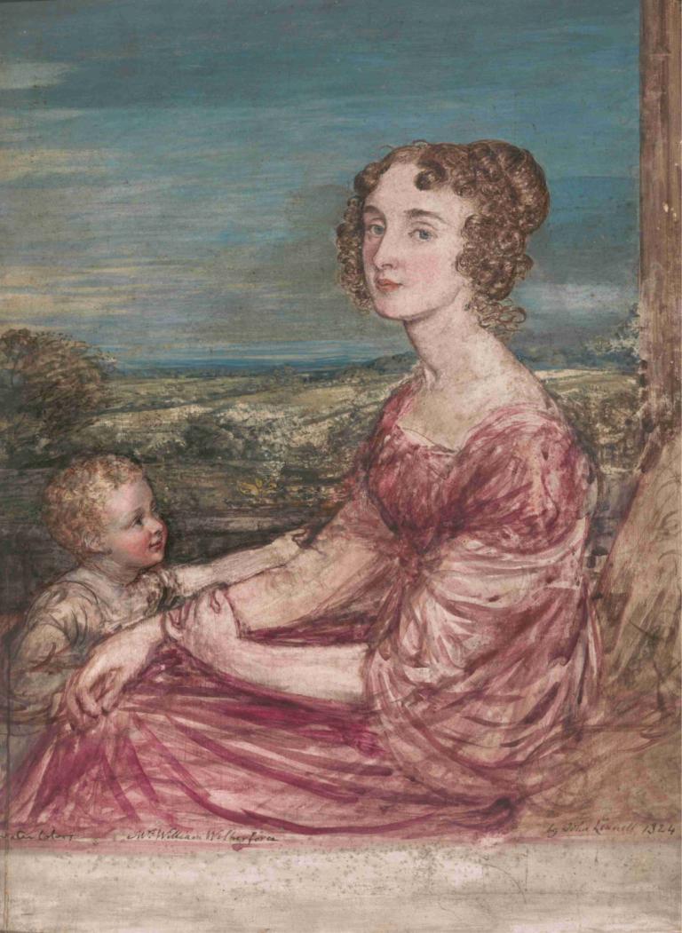 Mrs. William Wilberforce and Child,Frau William Wilberforce und Kind,John Linnell,Ölgemälde,Ölgemälde, Kleid