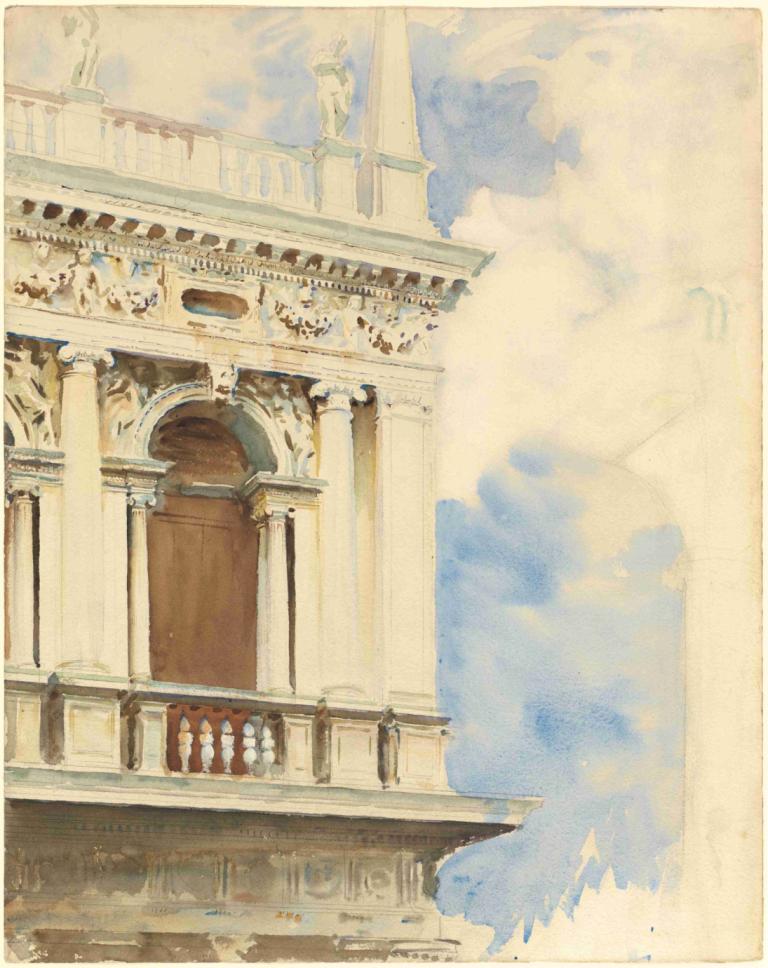 A Corner of the Library in Venice,Уголок библиотеки в Венеции,John Singer Sargent,Джон Сингер Сарджент