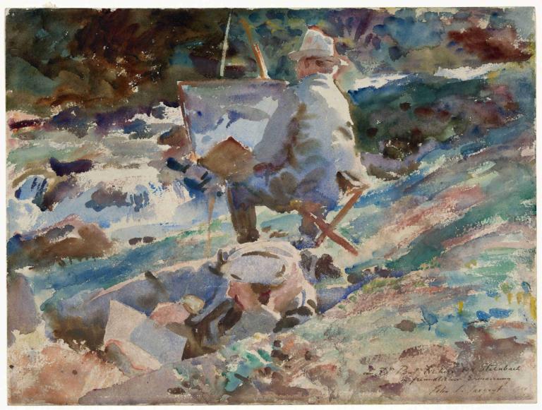 An Artist at His Easel,En kunstner ved hans staffeli,John Singer Sargent,Oljemaleri,Oljemaleri