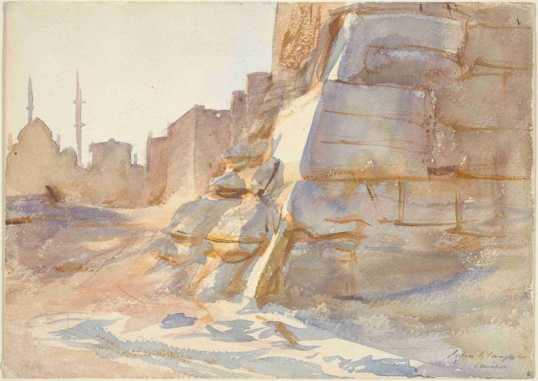 Cairo,开罗,John Singer Sargent,约翰-辛格-萨金特,油画,油画, 独奏, 户外, 建筑, 传统媒体, 签名