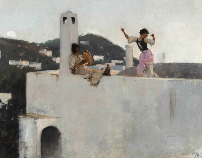 Capri Girl on a Rooftop,Fata Capri pe un acoperiș,John Singer Sargent,Pictura in ulei,Pictura in ulei