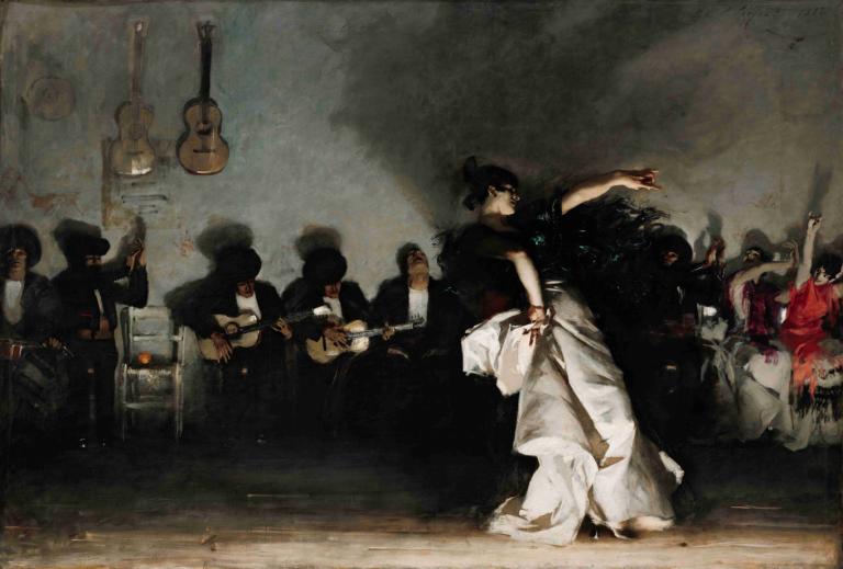 El Jaleo,John Singer Sargent,Oil Painting,Oil Painting, instrument, multiple boys, fine art parody