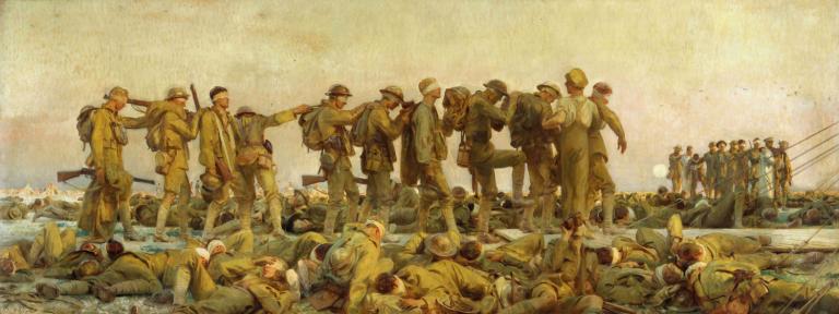 Gassed,毒气,John Singer Sargent,约翰-辛格-萨金特,油画,油画, 6+男孩, 多个男孩, 武器, 制服, 军队, 军装, 枪, 步枪, 死亡, 士兵, 帽子, 多个女孩, 尸体