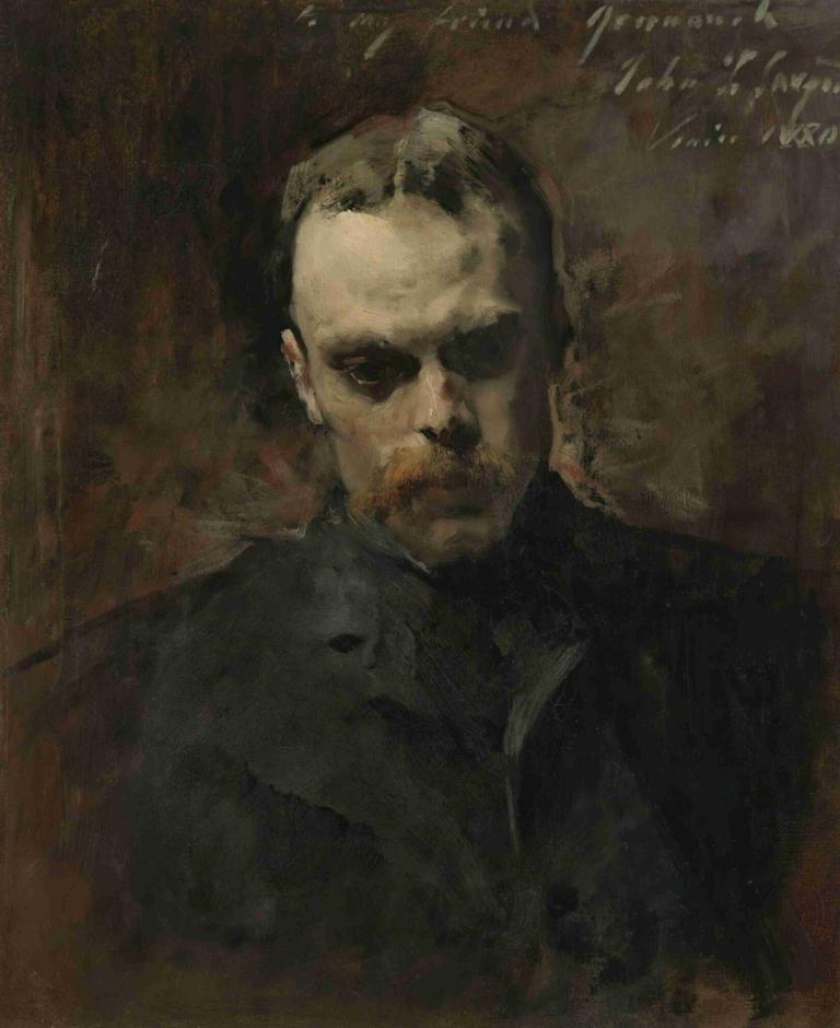 Gordon Greenough,John Singer Sargent,Oliemaleri,Oliemaleri, 1 dreng, mandligt fokus, solo, sort hår