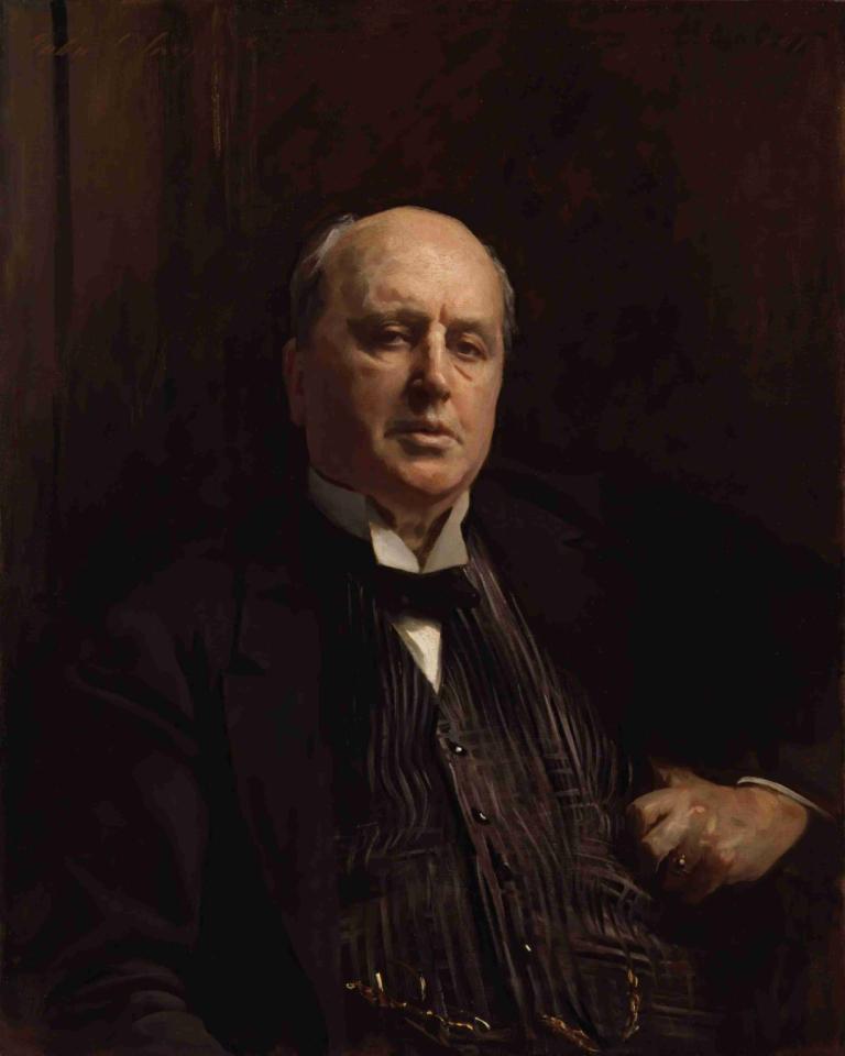 Henry James,John Singer Sargent,Ölgemälde,Ölgemälde, 1Junge, Solo, männlicher Fokus, kahl, Krawatte, formell