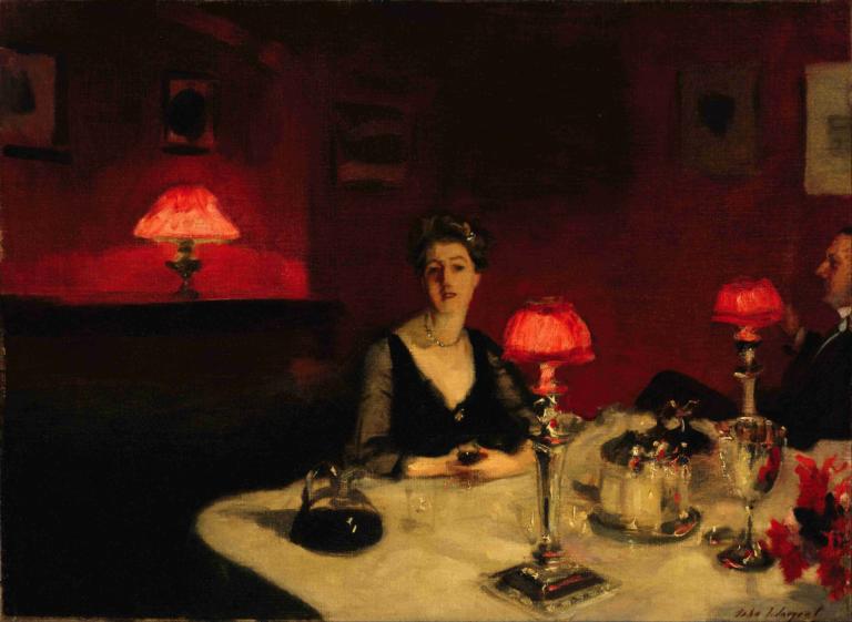 Le Verre De Porto [A Dinner Table At Night],ル・ヴェール・ドゥ・ポルト［夜の食卓］,John Singer Sargent,ジョン・シンガー・サージェント,油絵,油絵