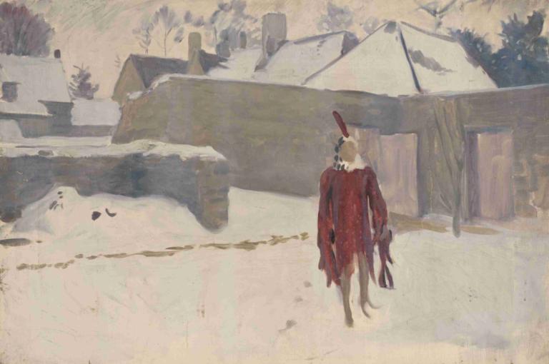 Mannikin in the Snow,Mannikin di Tengah Salju,John Singer Sargent,Lukisan cat minyak,Lukisan cat minyak, solo