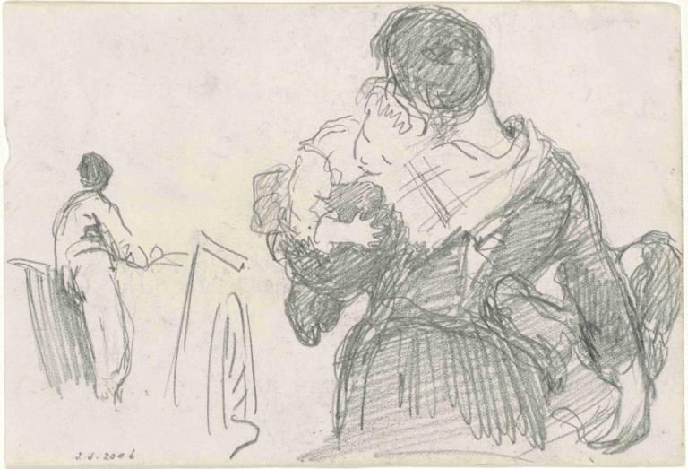 Mother and Child (recto),Ibu dan Anak (recto),John Singer Sargent,Sketsa,Sketsa, satu warna, sketsa