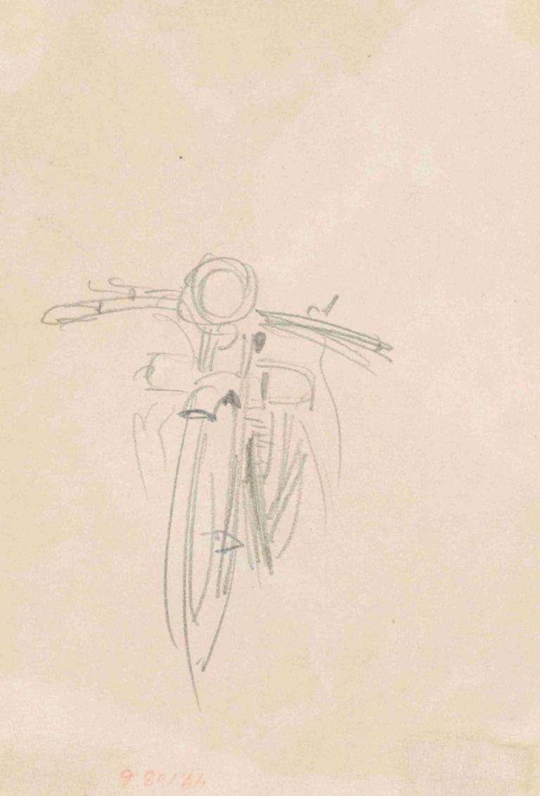 Motorcycle (verso),Sepeda motor (verso),John Singer Sargent,Sketsa,Sketsa, latar belakang sederhana