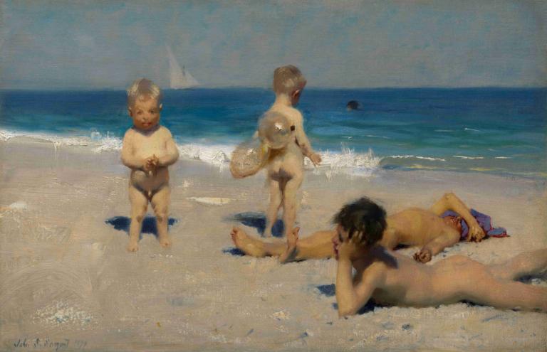 Neapolitan children bathing,Anak-anak Neapolitan sedang mandi,John Singer Sargent,Lukisan cat minyak