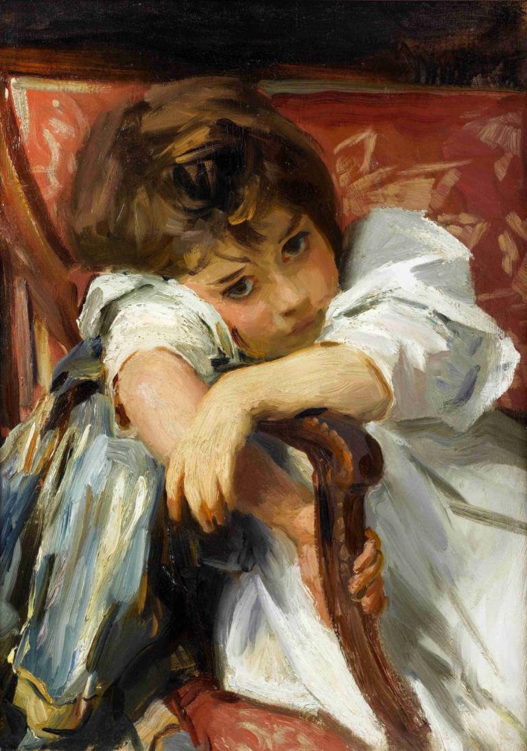 Portrait Of A Child,Porträtt av ett barn,John Singer Sargent,Oljemålning,Oljemålning, solo