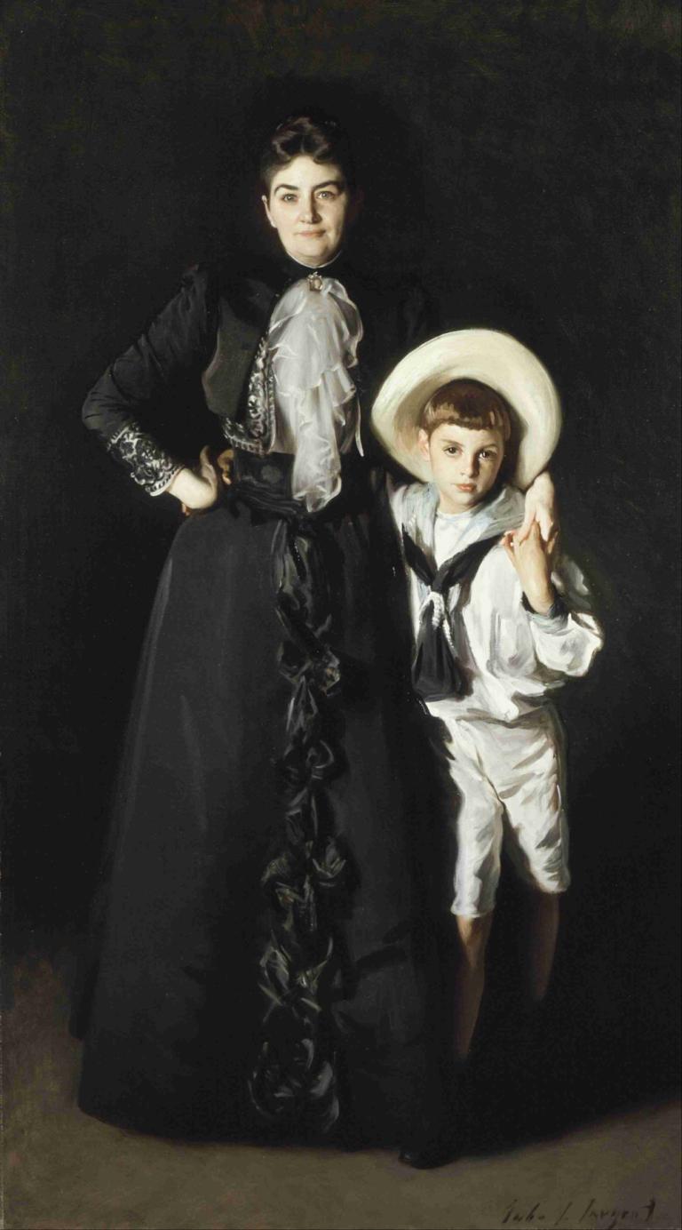 Portrait Of Mrs. Edward L. Davis And Her Son, Livingston Davis,爱德华-L-戴维斯夫人和她的儿子利文斯顿-戴维斯的肖像