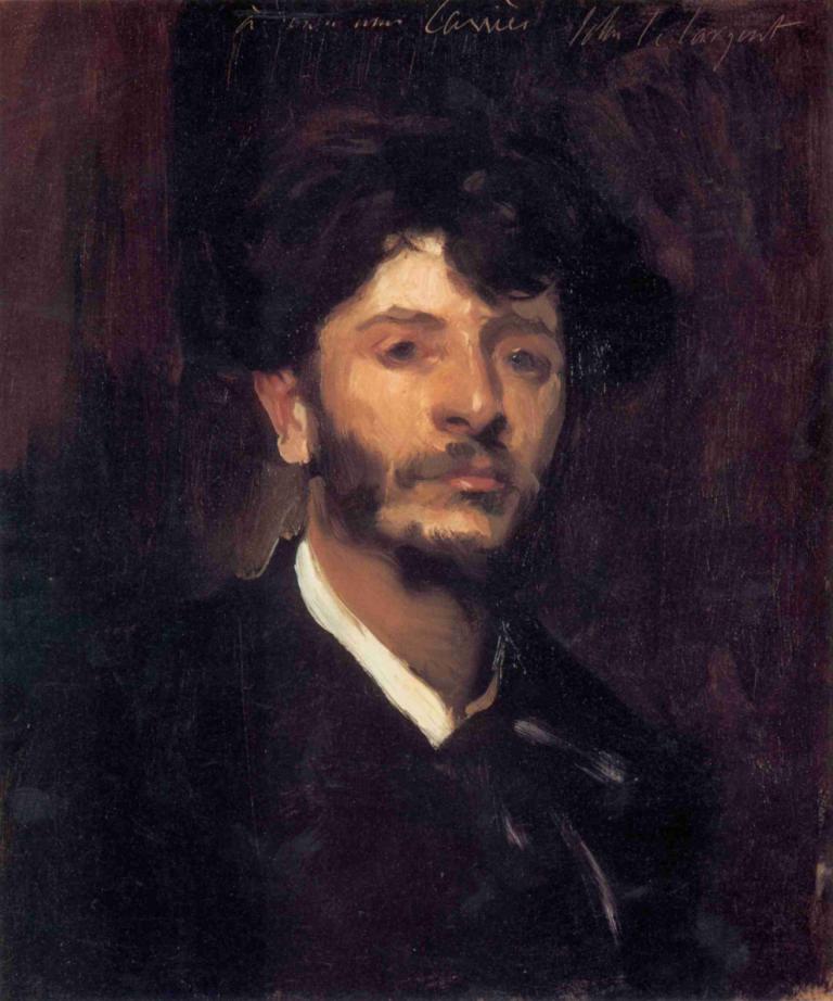 Portrait of Jean Joseph Marie Carries,让-约瑟夫-玛丽-卡里斯肖像,John Singer Sargent,约翰-辛格-萨金特,油画,油画, 1男孩, 独奏, 男性焦点, 胡子