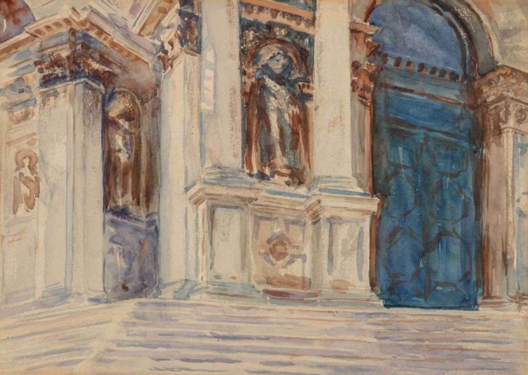 Santa Maria della Salute, Venice,John Singer Sargent,Oil Painting,Oil Painting, pillar, no humans, scenery