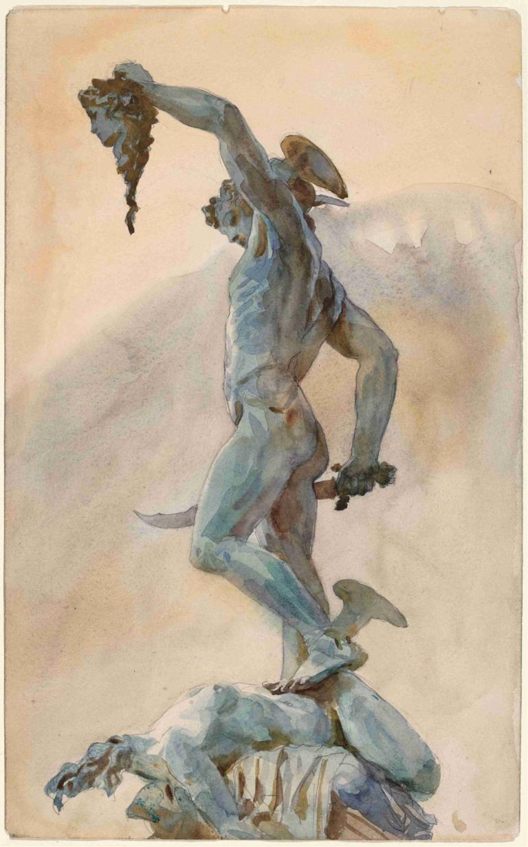 Sketch of Cellini's 'Perseus',Cellini'nin 'Perseus' adlı eserinin taslağı,John Singer Sargent,Yağlı boya