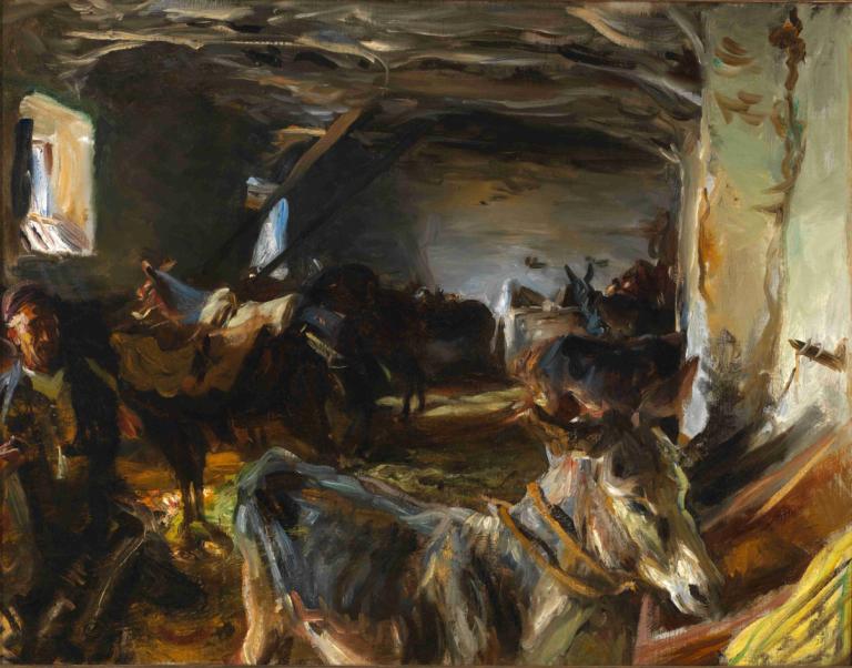 Stable at Cuenca,Cuenca'da Stabil,John Singer Sargent,Yağlı boya,Yağlı boya, atış, geleneksel medya, silah