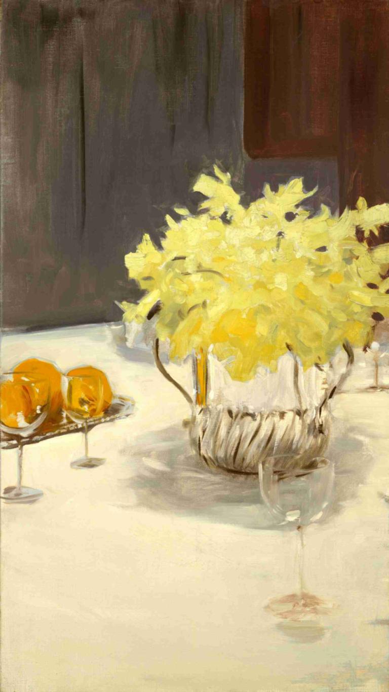 Still Life with Daffodils,Nergislerle Natürmort,John Singer Sargent,Yağlı boya,Yağlı boya, insan yok, masa