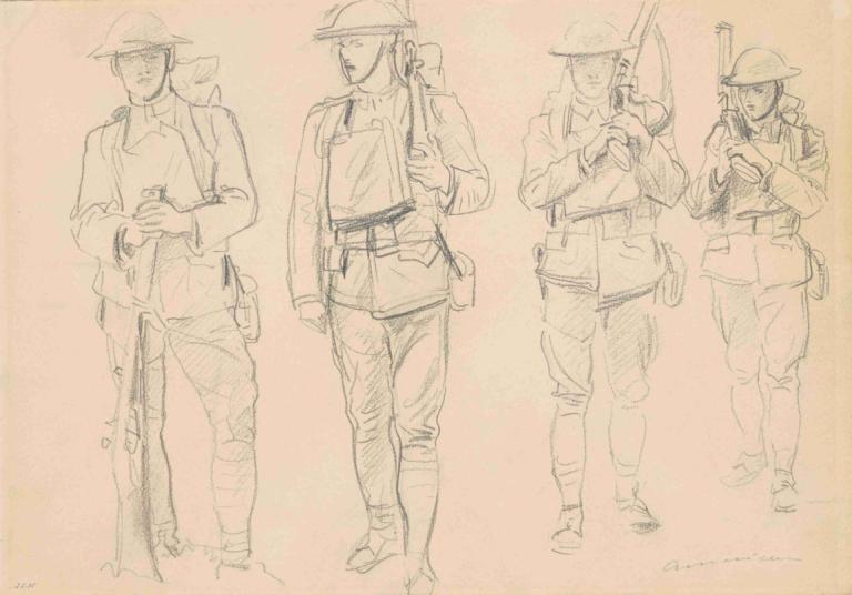 Studies for 'Entering the War' (recto),Študije za "vstop v vojno" (recto),John Singer Sargent,Skica,Skica