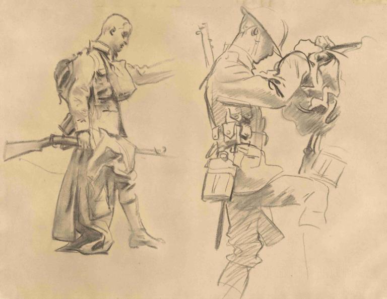 Studies for 'Gassed' (recto),Študije za "Gassed" (recto),John Singer Sargent,Skica,Skica, orožje