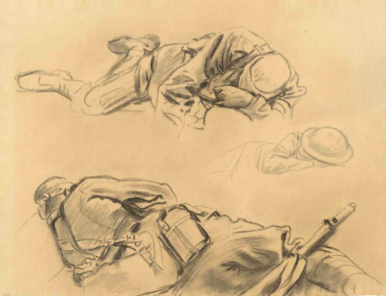 Studies for 'Gassed' IV,Študije za 'Gassed' IV,John Singer Sargent,Skica,Skica, nahrbtnik, enobarvno