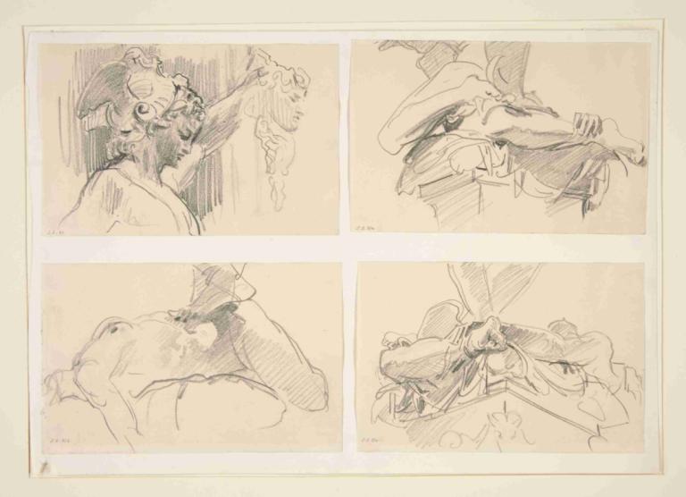 Studies of Cellini’s Perseus and Medusa,Nghiên cứu về “Sperius” và “Medusa” của Cheri.,John Singer Sargent