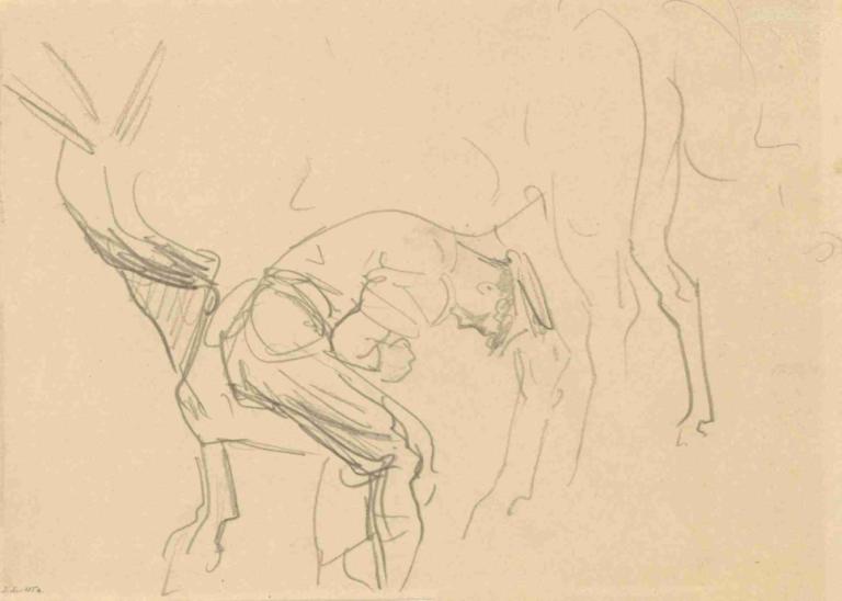 Study for 'Shoeing Calvary Horses at the Front' (verso),John Singer Sargent,Sketch,Sketch, horse, animal