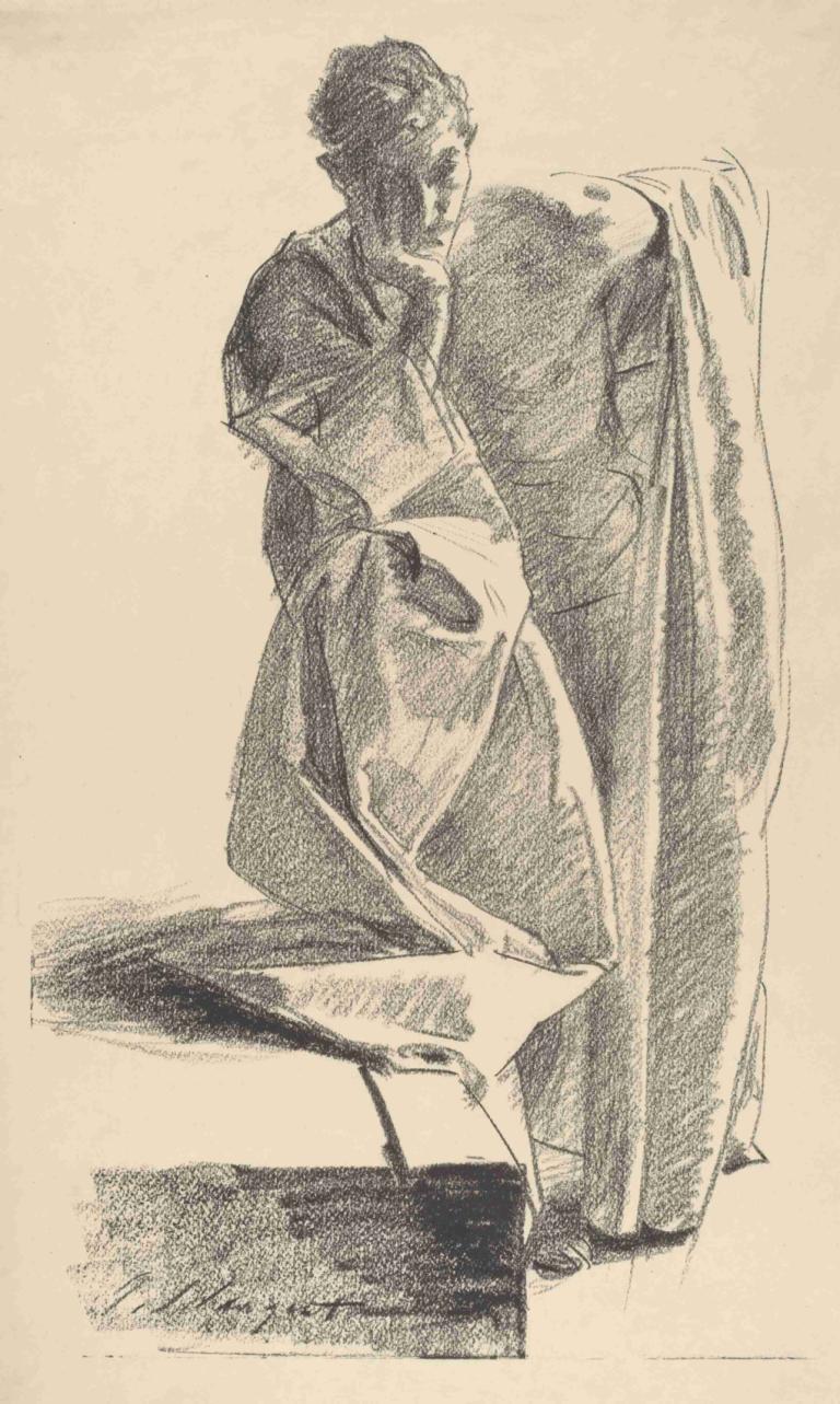 Study of a Young Man,Nghiên cứu của một thanh niên,John Singer Sargent,John Singh Sakint.,Phác thảo,Phác thảo