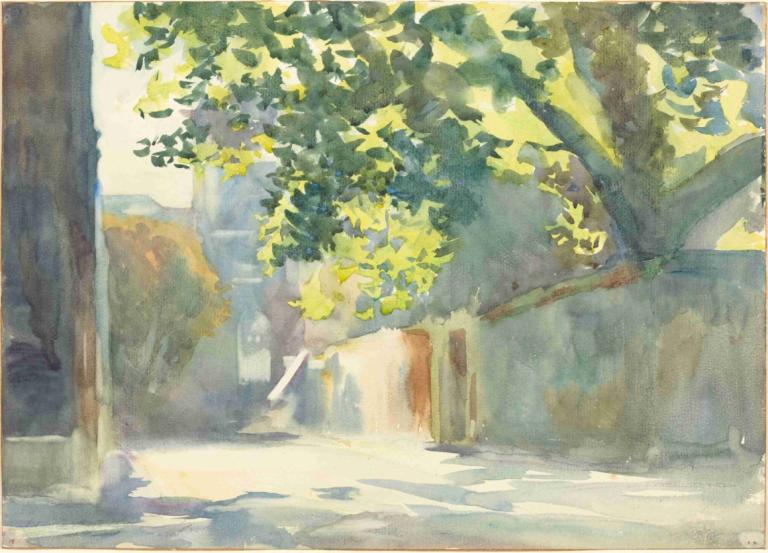 Sunlit Wall Under a Tree,Освещенная солнцем стена под деревом,John Singer Sargent,Джон Сингер Сарджент