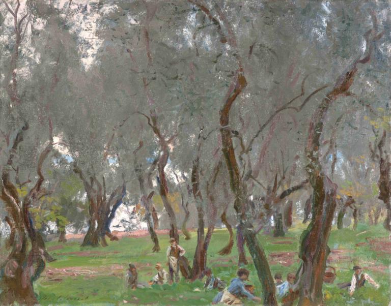 The Olive Grove,Оливковая роща,John Singer Sargent,Джон Сингер Сарджент,Картина Маслом,Картина Маслом, дерево