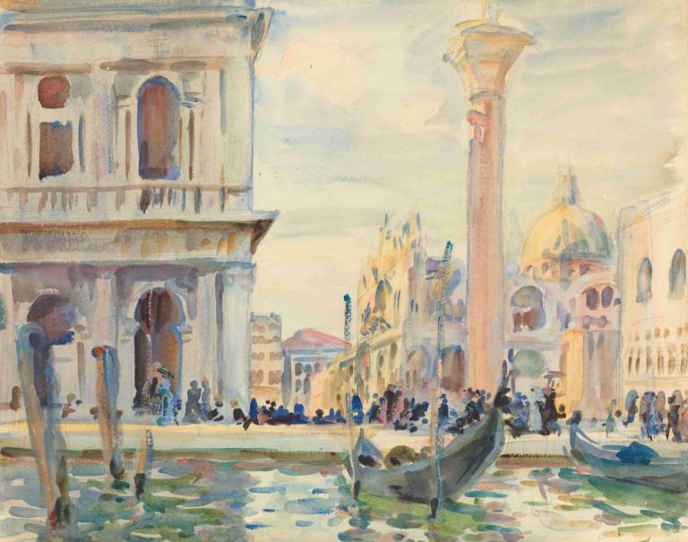 The Piazzetta,Пьяцетта,John Singer Sargent,Джон Сингер Сарджент,Картина Маслом,Картина Маслом, гидроцикл