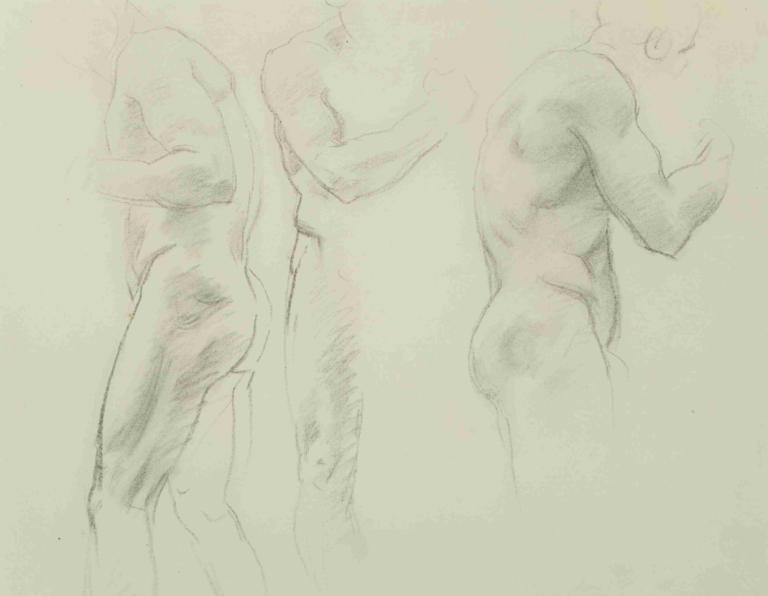 Three Male Studies,Три мужских исследования,John Singer Sargent,Джон Сингер Сарджент,Эскиз,Эскиз, жопа