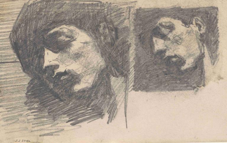 Two Heads,Hai đầu.,John Singer Sargent,John Singh Sakint.,Phác thảo,Phác thảo, Đơn sắc, 1 cậu bé