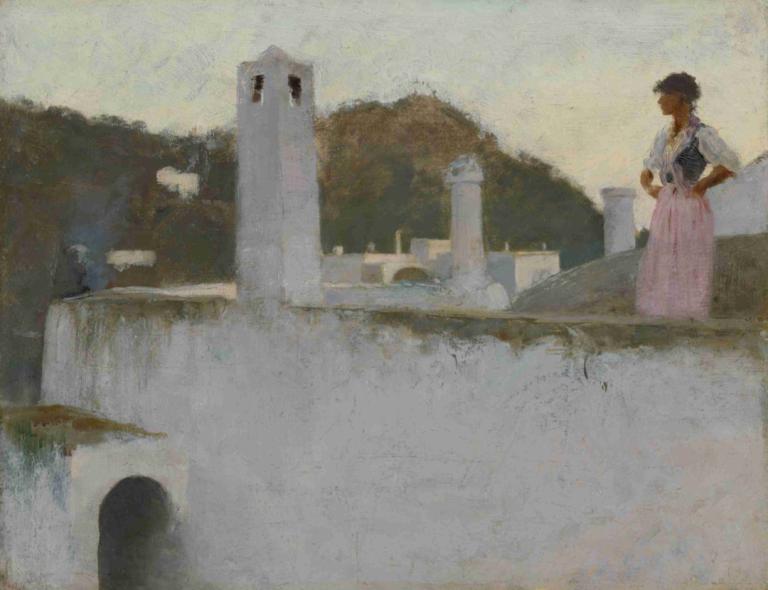 View of Capri,Phong cảnh trên đảo Karpri,John Singer Sargent,John Singh Sakint.,Tranh sơn dầu,Tranh sơn dầu