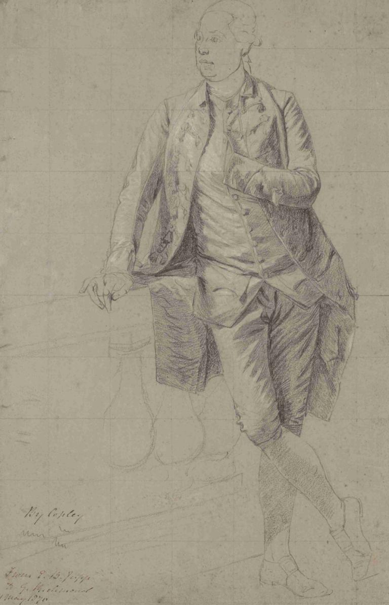 A Gentleman,John Singleton Copley,Sketch,Sketch, 1boy, solo, male focus, monochrome, walking