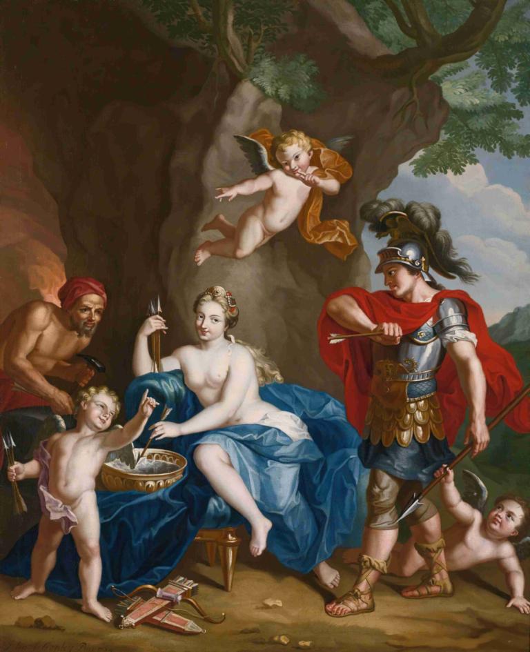 Mars, Venus And Vulcan;  The Forge Of Vulcan,John Singleton Copley,Oil Painting,Oil Painting, fine art parody