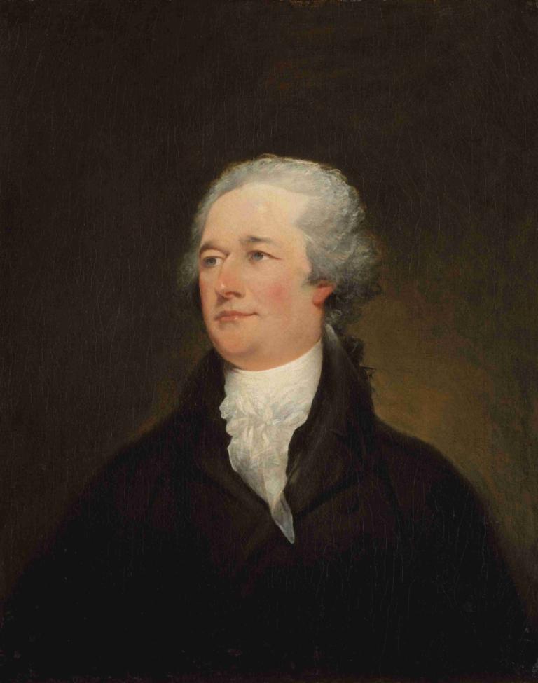 Alexander Hamilton,John Trumbull,Ölgemälde,Ölgemälde, Solo, 1Mädchen, realistisch, graue Haare, Oberkörper