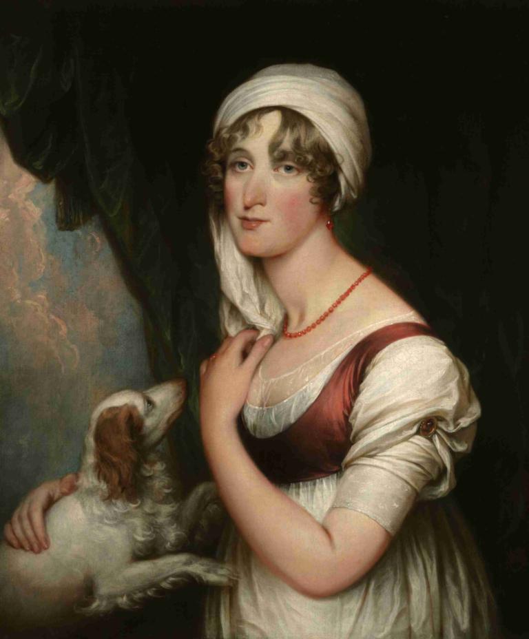 Sarah Trumbull with a Spaniel,Сара Трамбулл со спаниелем,John Trumbull,Джон Трамбулл,Картина Маслом